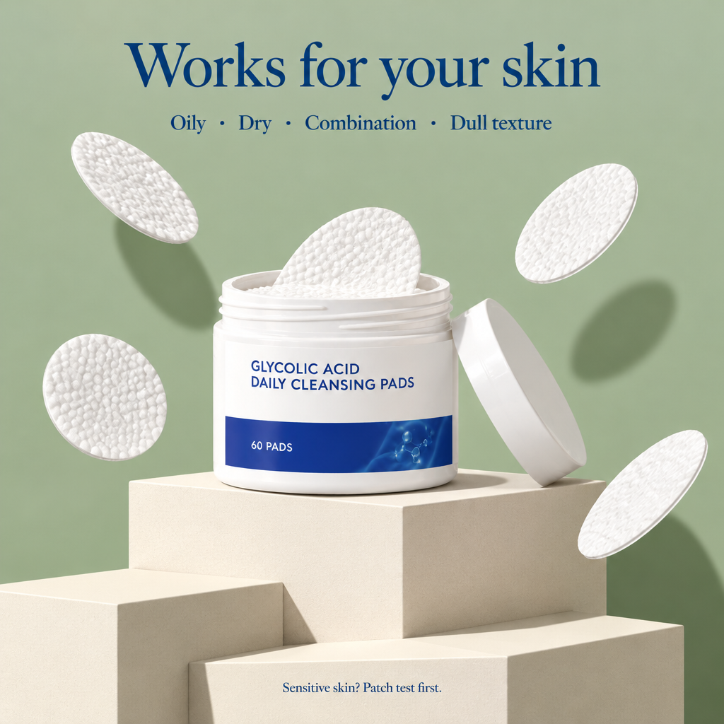 Works for oily, dry and combination skin and dull texture. Sensitive skin? Patch test first.